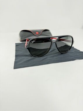 Ray-Ban Black Sunglasses with Red Temple Accents